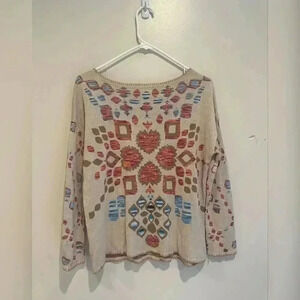 Gypsy 05 Global Village Girisha Intarsia Boho Pullover Sweater